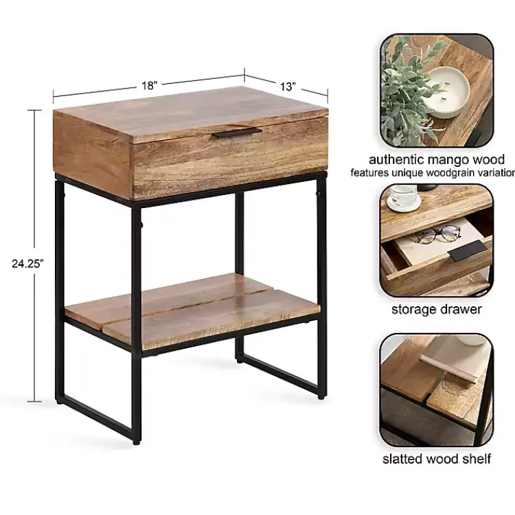 Kirklands Home Natural Wood Metal Accent Table Black Discount