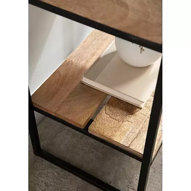 Kirklands Home Natural Wood Metal Accent Table Black Discount
