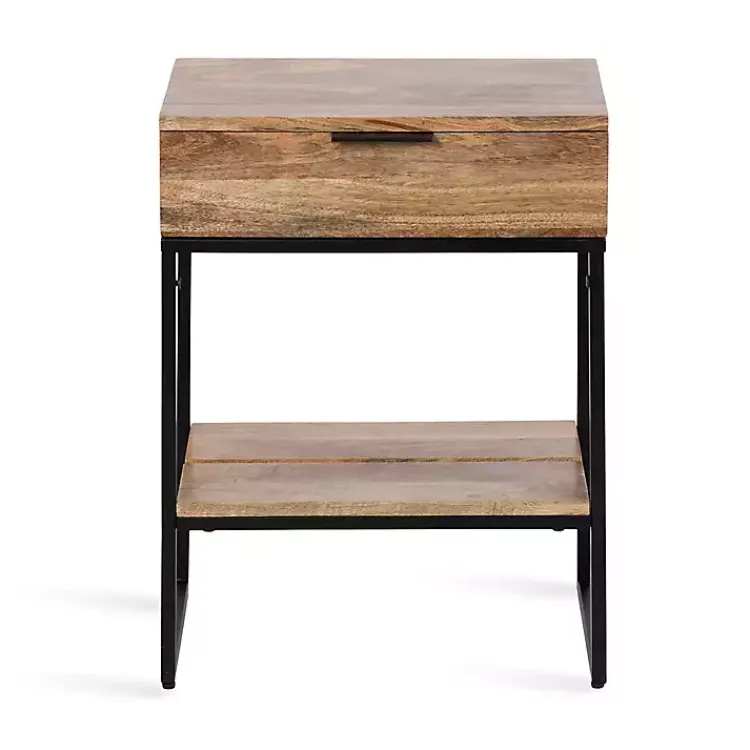 Kirklands Home Natural Wood Metal Accent Table Black Discount