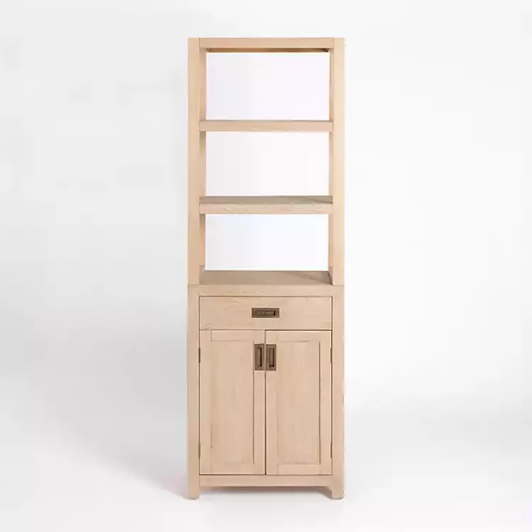 Kirklands Home Natural Wood Bookcase Modular Cabinet Tan Hot