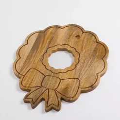Christmas Dining & Entertaining>Kirklands Home Natural Wood Christmas Wreath Serving Board Brown