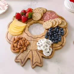 Christmas Dining & Entertaining>Kirklands Home Natural Wood Christmas Wreath Serving Board Brown