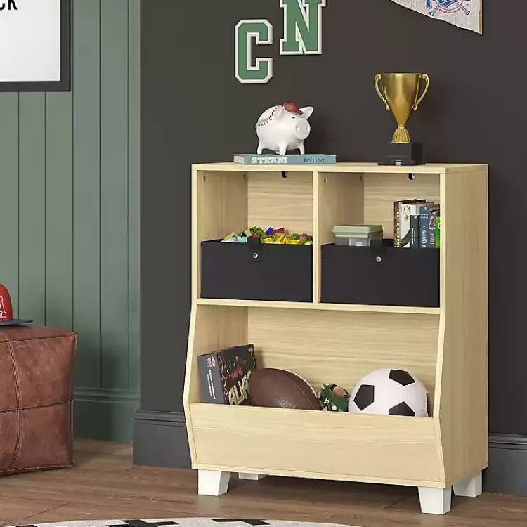 Kirklands Home Natural Wood Cubby Cabinet Tan New