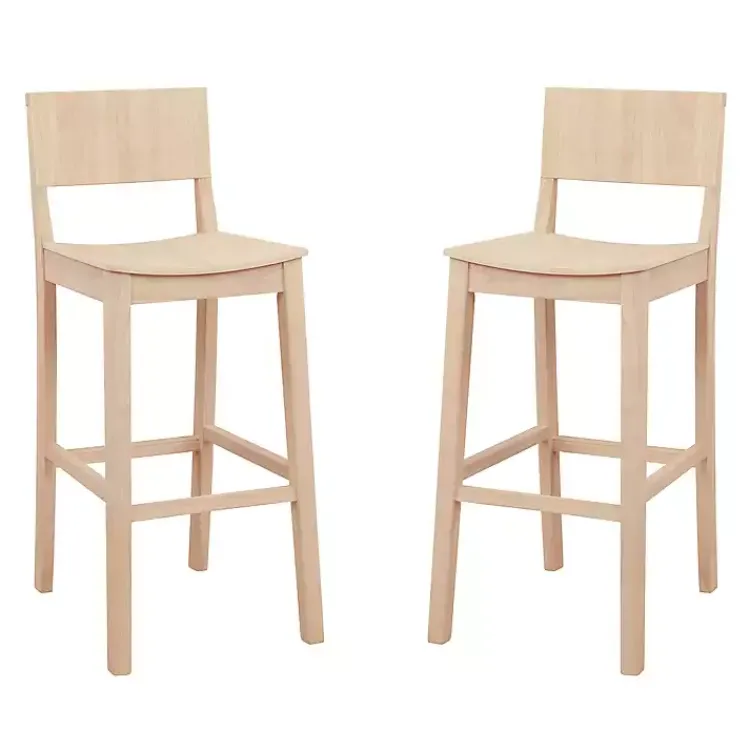 Kirklands Home Natural Wood Devin Bar Stools, Set of 2 Tan
