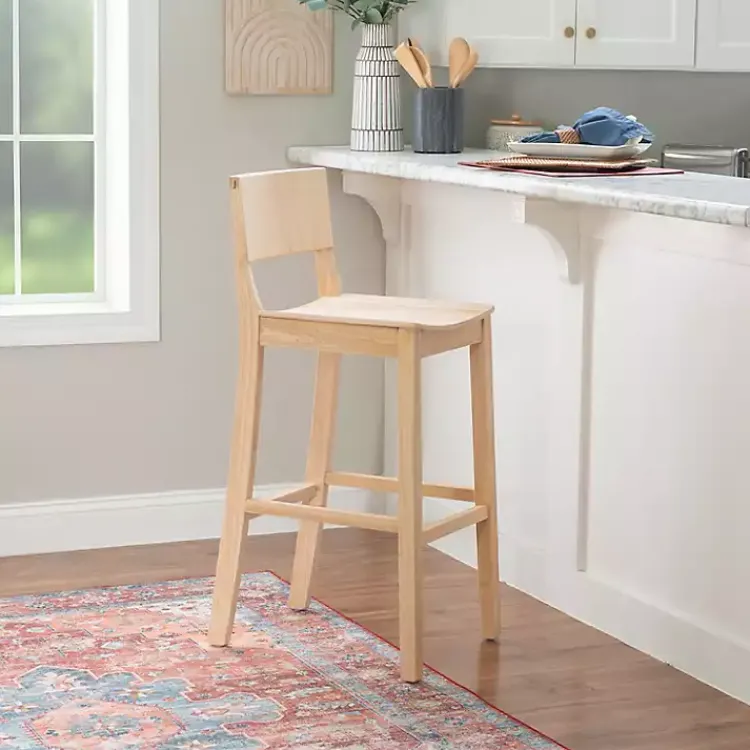 Kirklands Home Natural Wood Devin Bar Stools, Set of 2 Tan