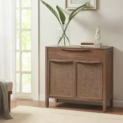 Kirklands Home Natural Wood 2-Door Cane Webbing Chest Tan Hot
