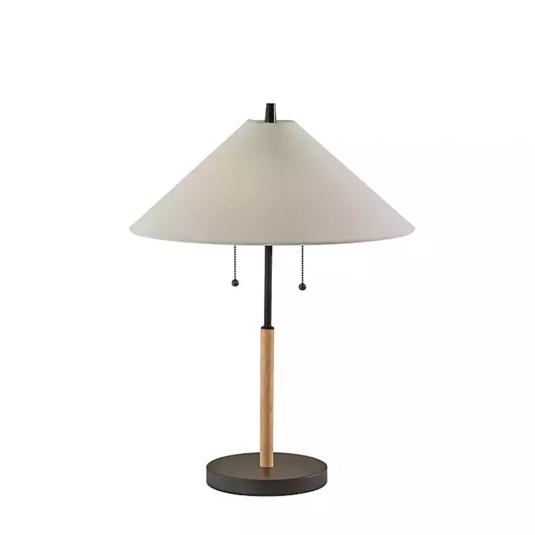 Kirklands Home Natural Wood Flare Two-Bulb Table Lamp