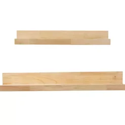 Kirklands Home Natural Wood Floating Shelves, Set of 2 Tan New