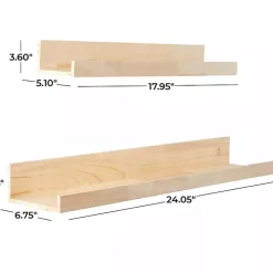 Kirklands Home Natural Wood Floating Shelves, Set of 2 Tan New