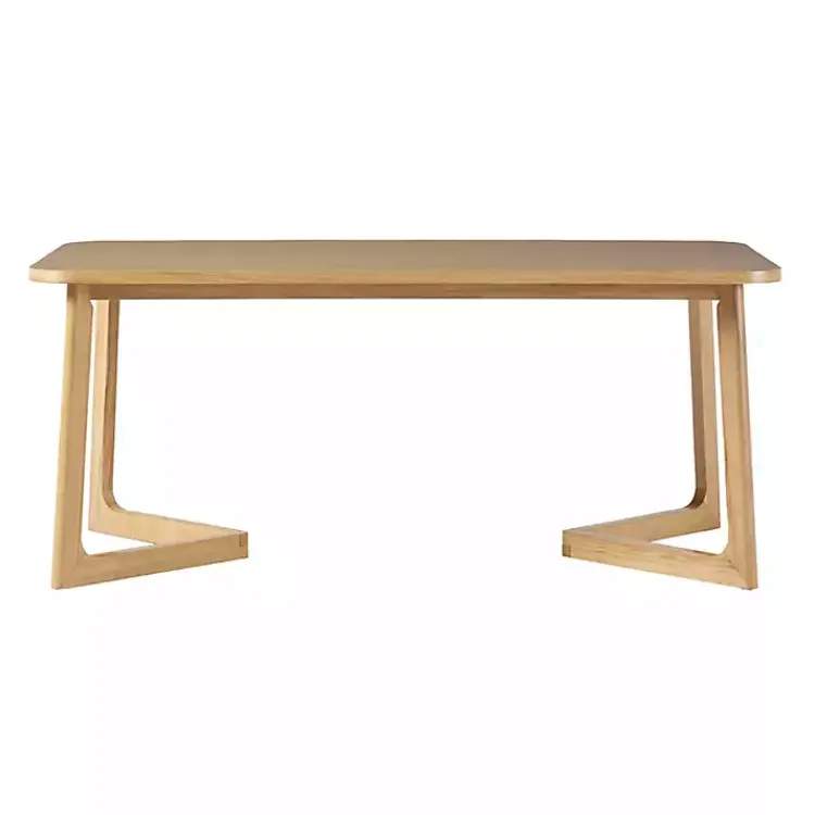 Kirklands Home Natural Wood Geometric Legs Dining Table Tan New
