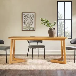 Kirklands Home Natural Wood Geometric Legs Dining Table Tan New
