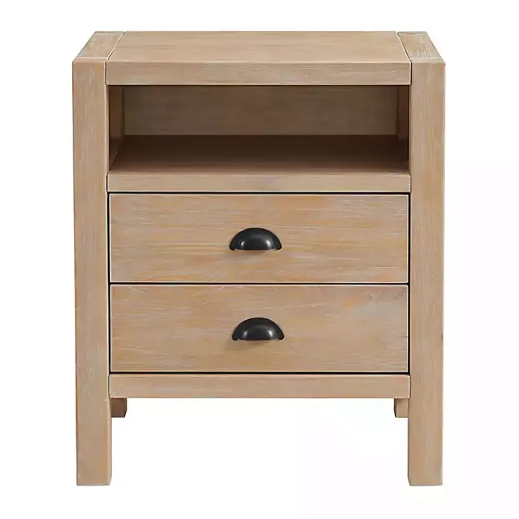 Kirklands Home Natural Wood Grain Open Storage Nightsd Tan Hot