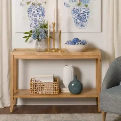 Kirklands Home Natural Wood Hughes Console Table Tan Discount