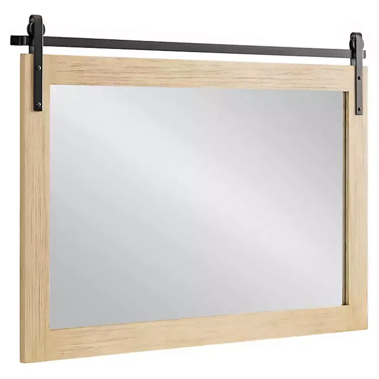 Kirklands Home Natural Wood Metal Barn Door Wall Mirror Hot