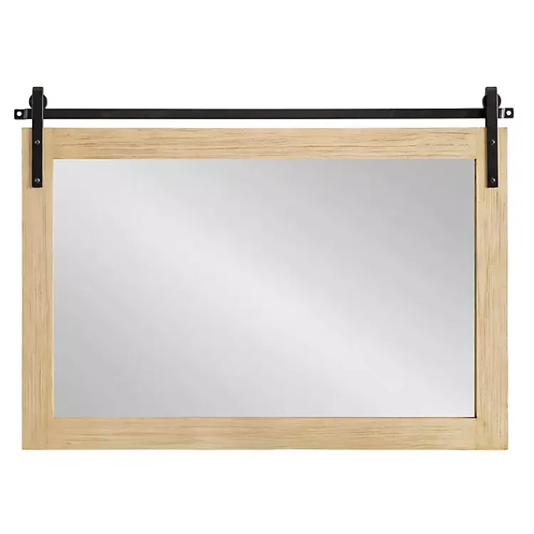 Kirklands Home Natural Wood Metal Barn Door Wall Mirror Hot