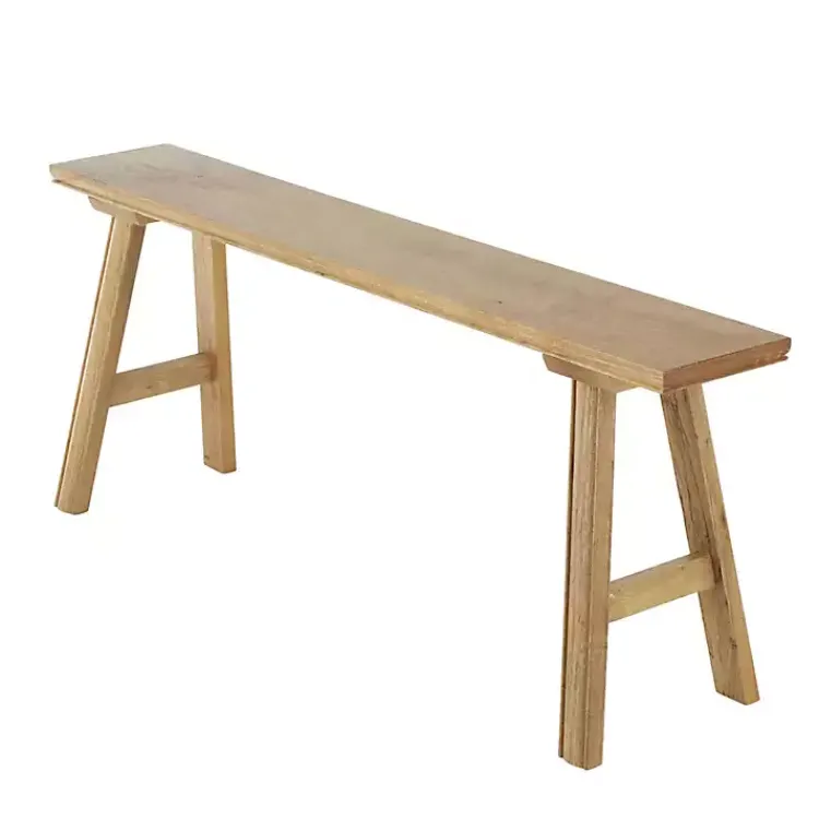 Kirklands Home Natural Wood Narrow Rustic Bench Brown Discount
