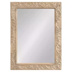 Kirklands Home Natural Wood Ornate Carved Wall Mirror Tan Best