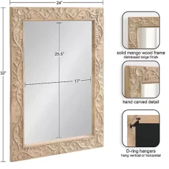 Kirklands Home Natural Wood Ornate Carved Wall Mirror Tan Best