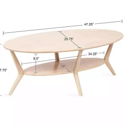 Kirklands Home Natural Wood Oval Nile Coffee Table Tan