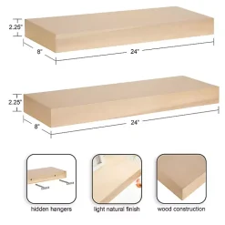 Kirklands Home Natural Wood 2-pc. Floating Shelves, 24 in. Clearance