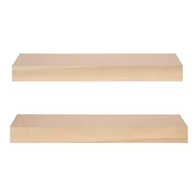 Kirklands Home Natural Wood 2-pc. Floating Shelves, 24 in. Clearance