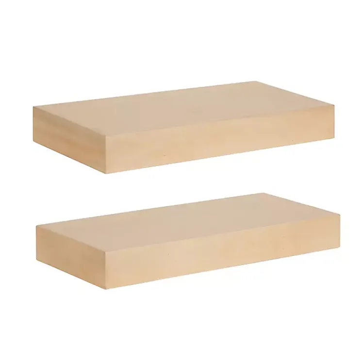 Kirklands Home Natural Wood 2-pc. Floating Shelves, 18 in.