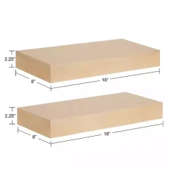 Kirklands Home Natural Wood 2-pc. Floating Shelves, 18 in.