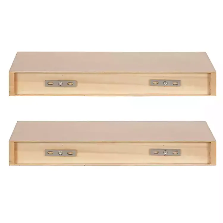 Kirklands Home Natural Wood 2-pc. Floating Shelves, 18 in.