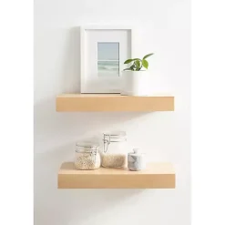 Kirklands Home Natural Wood 2-pc. Floating Shelves, 18 in.