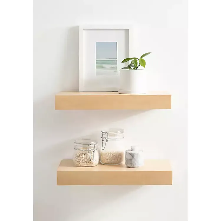 Kirklands Home Natural Wood 2-pc. Floating Shelves, 18 in.