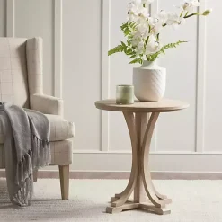 Kirklands Home Natural Wood Pedestal Martha Stewart Accent Table New