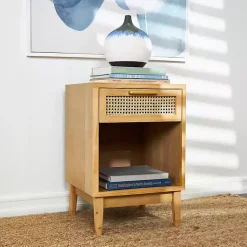 Kirklands Home Natural Wood Rattan Nightstand Brown Online
