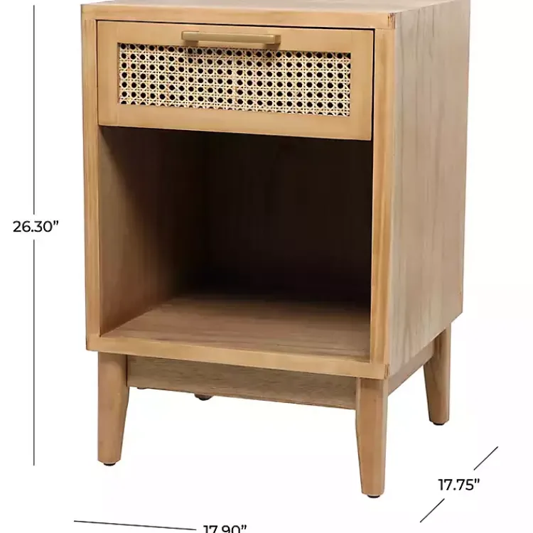 Kirklands Home Natural Wood Rattan Nightstand Brown Online