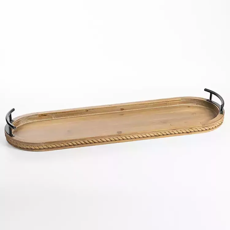 Decorative Trays>Kirklands Home Natural Wood Rounded Edge Tray Tan