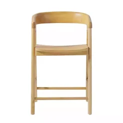 Kirklands Home Natural Wood Rounded Modern Counter Stool Tan Outlet