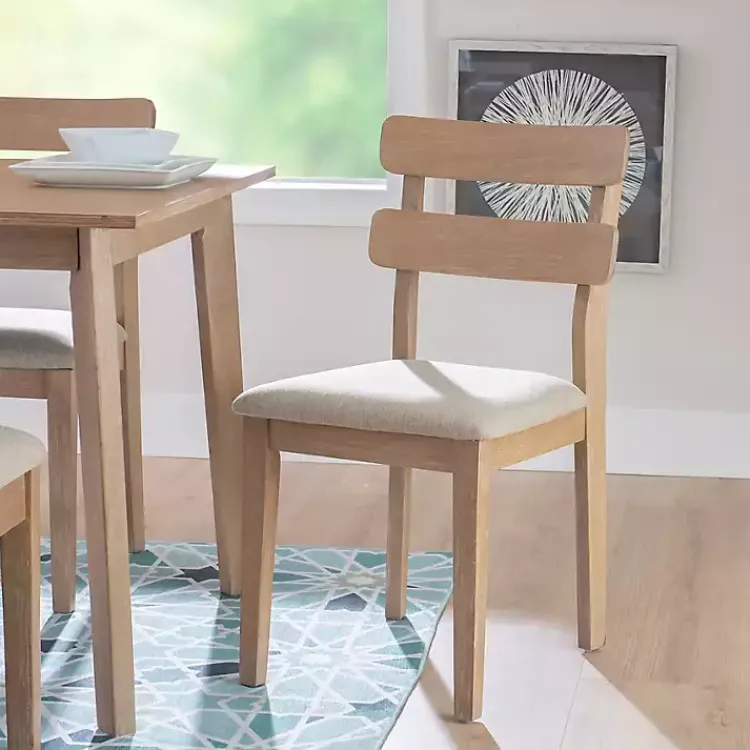 Kirklands Home Natural Wood Slatted Back Dining Chairs, Set of 2 Gray