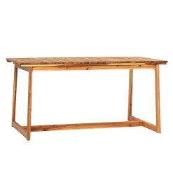 Kirklands Home Natural Wood Slatted Box Leg Outdoor Dining Table Tan Best