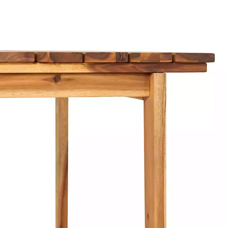 Kirklands Home Natural Wood Slatted Box Leg Outdoor Dining Table Tan Best