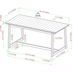 Kirklands Home Natural Wood Slatted Box Leg Outdoor Dining Table Tan Best