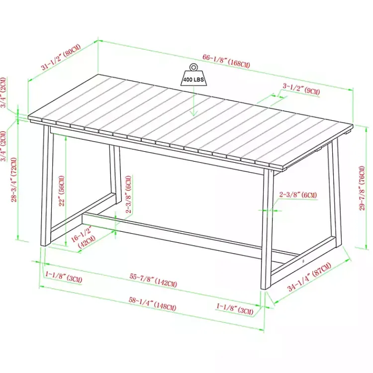 Kirklands Home Natural Wood Slatted Box Leg Outdoor Dining Table Tan Best