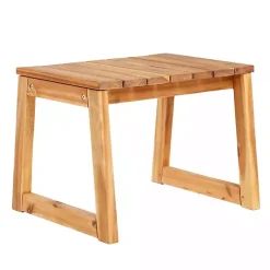 Kirklands Home Natural Wood Slatted Box Leg Outdoor Side Table Tan Online