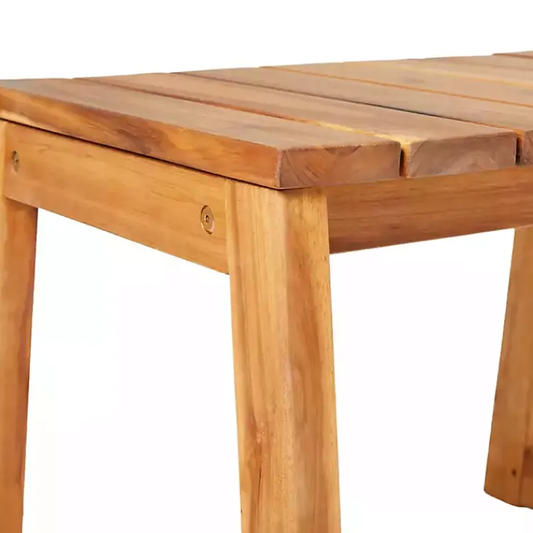 Kirklands Home Natural Wood Slatted Box Leg Outdoor Side Table Tan Online