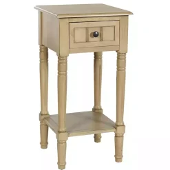 Kirklands Home Natural Wood Square Hampton Accent Table Tan Outlet