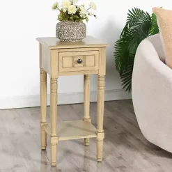 Kirklands Home Natural Wood Square Hampton Accent Table Tan Outlet