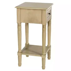 Kirklands Home Natural Wood Square Hampton Accent Table Tan Outlet