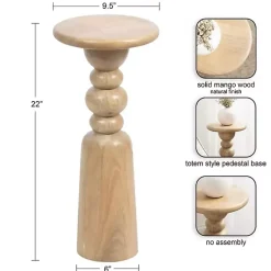 Kirklands Home Natural Wood Tirollo Accent Table Tan Hot