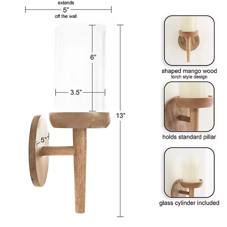 Sconces>Kirklands Home Natural Wood Torch Sconce