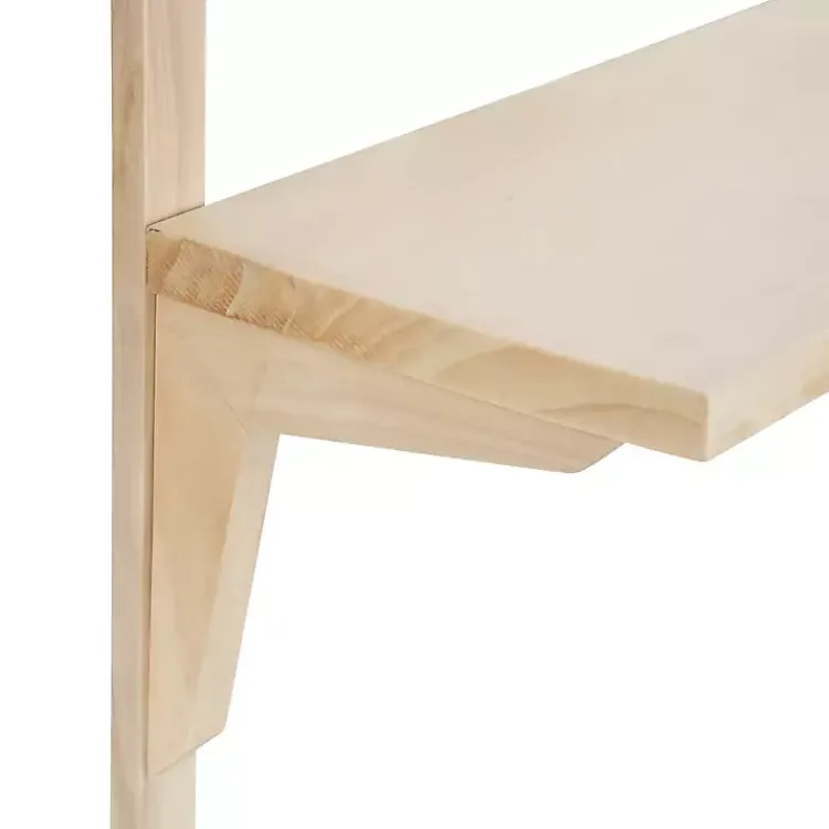 Kirklands Home Natural Wood Traditional Two-Tiered Wall Shelf Tan New
