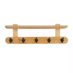 Kirklands Home Natural Wood Wall Shelf with Hooks Best