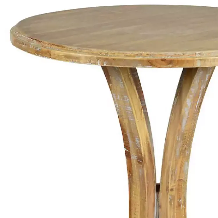 Kirklands Home Natural Wooden Arched Base Round Top Accent Table Tan Hot